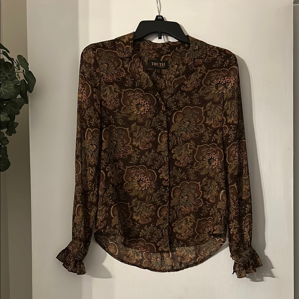 THML Women's Brown Floral Top
